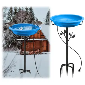 Heated Bird Baths for Outdoors,Large Capacity 100W Thermostat Control Heated Birdbath with 5-Prong Metal Base Water Heated Bird Bath Bowl for Outside Winter Garden Patio Yard Lawn