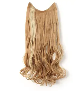 Onedor 20" Premium Synthetic Fiber Flip in Curly Hair Halo Extensions with transparent wire (27H613)