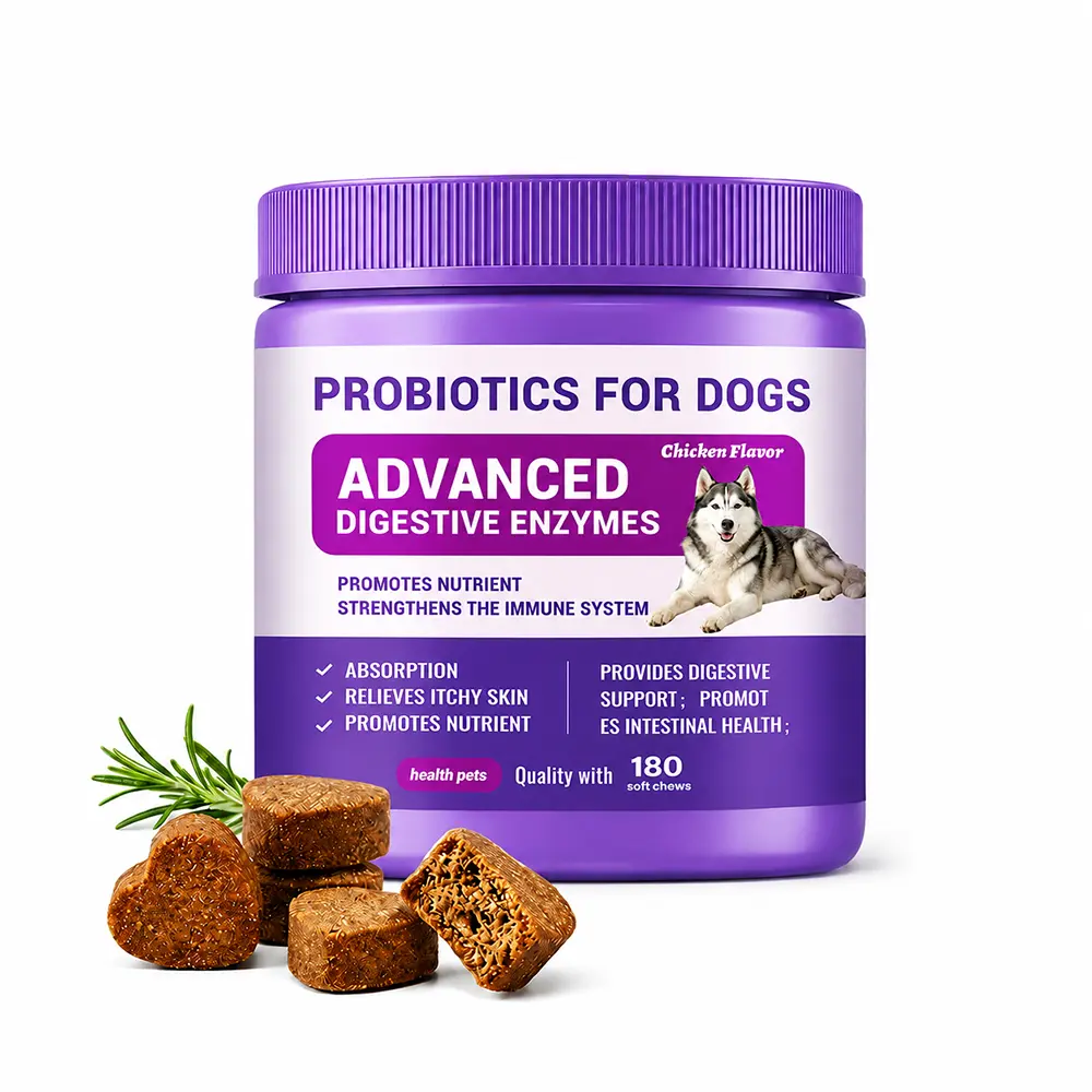 180ct Probiotics for Dogs – Probiotic and Prebiotic Soft Chews for Digestion, Gut Balance, Stool Quality & Immune Support, 4-Strain Blend with FOS, GOS & Organic Inulin, Chicken Flavor