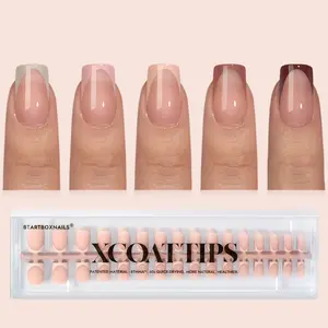 BTArtboxnails XCOATTIPS Press on Nails - 150pcs  Fall Short Square or Almond or Coffin French Tips, Skin Tones Soft Gel False Nail, Soak Off Acrylic Fake Nails Extensions
