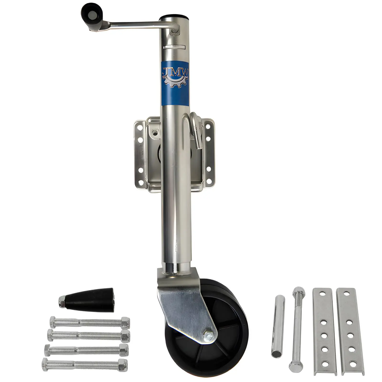 Jeremywell Boat and RV Utility Trailer Jack, 1500lbs Double Wheel with Adjustable 12" Lift Travel