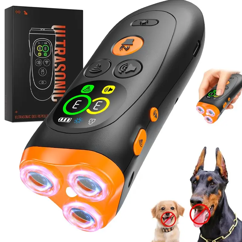 Dog Bark Deterrent Device, 3x Ultrasonic Anti-Barking, 6 Training Modes, Training Aid, 23 Ft Range, Indoor/outdoor Use, Safe & Humane, Rechargeable
