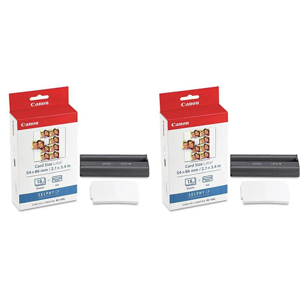 Canon 2 Pack KC-18IL Color Ink Cartridge and Mini Label Set, 18 Sheets, 8 Labels/Sheet