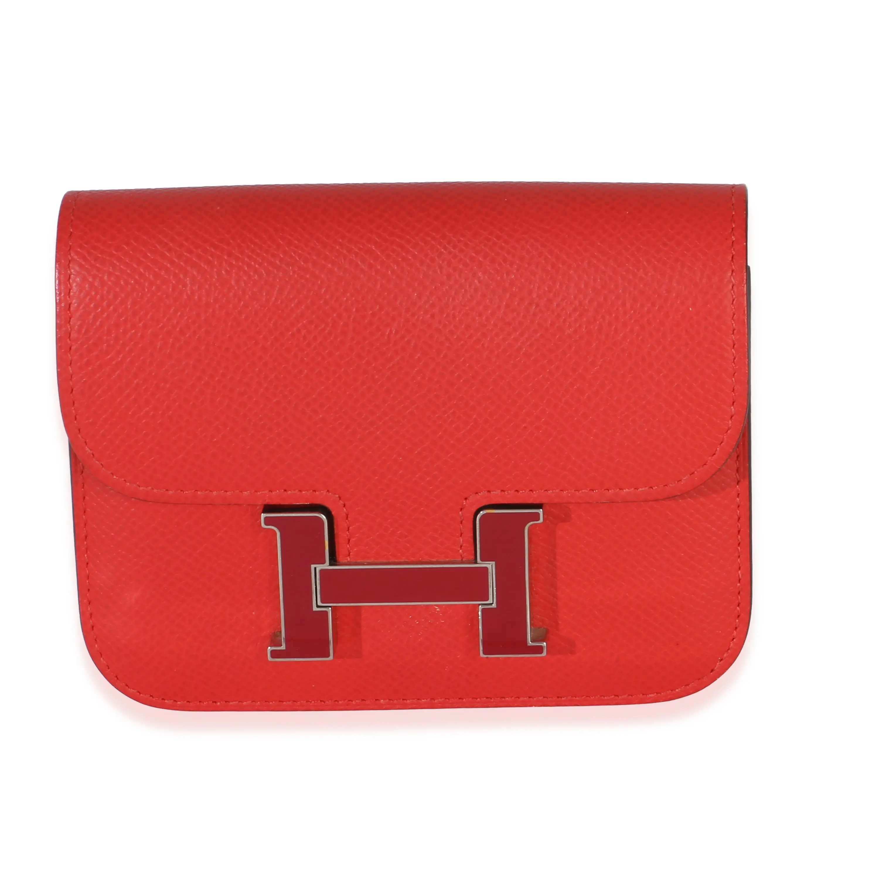 Pre-owned Leather Small Leather Goods Epsom Rouge de Coeur Constance Slim Wallet PHW