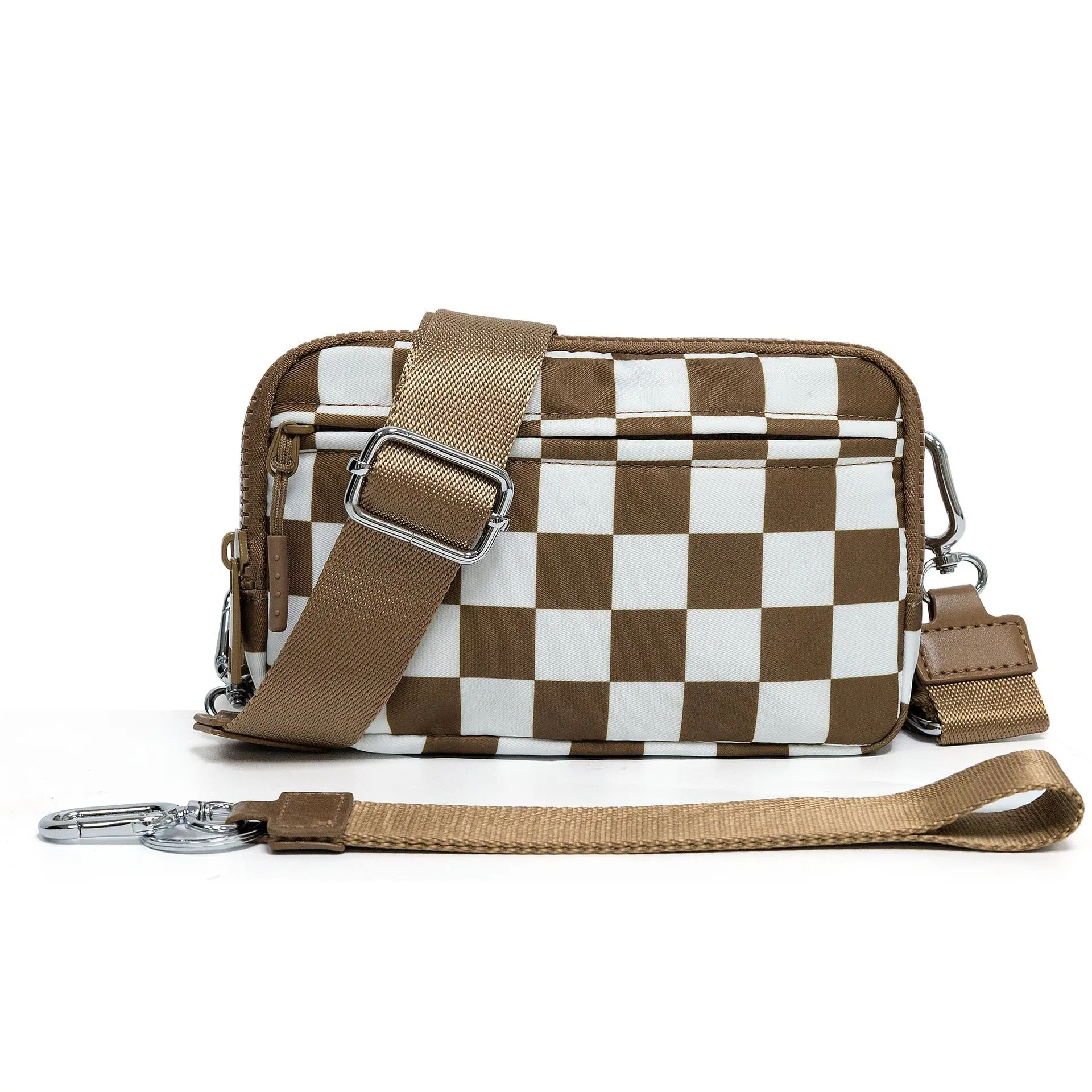 Iris Multi Pockets Crossbody Bag wallets women with Keychain (#12123) - By Iris & Rainbow Outdoor Wristlet Wallet Phone Wallet Combo Multi-Card Wallet Clear ID Window Wallet Long Wallet hug  bag phone  keys Adjustable Sling