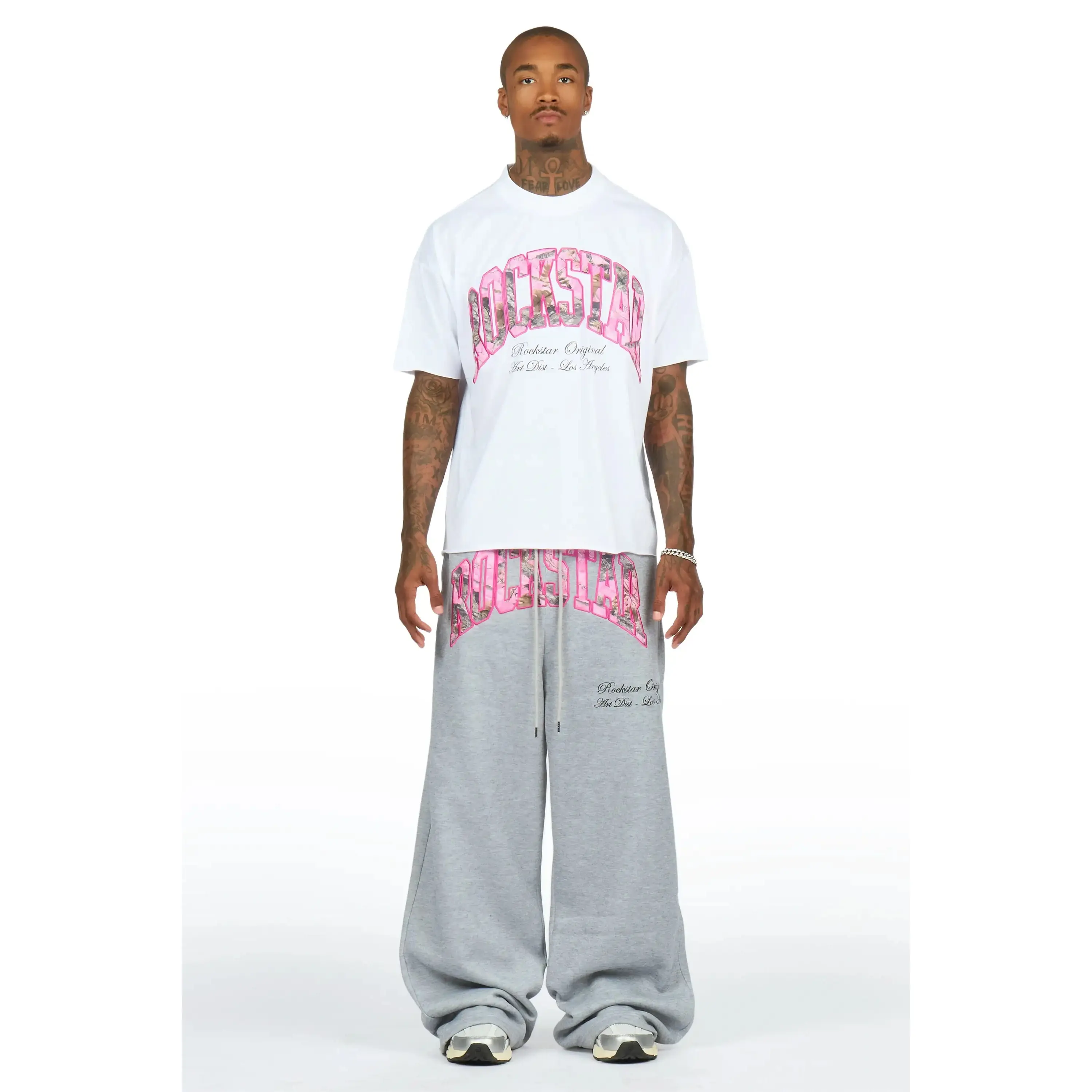 Alas Heather Grey T-Shirt/Baggy Track Set
