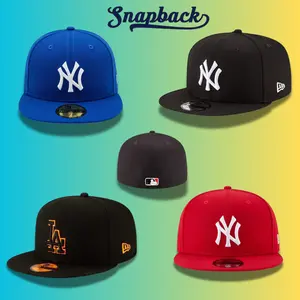 New Era Team Logo Baseball Cap – MLB Flat Brim Snapback Hat for Men Women, LA Dodgers Yankees Cardinals Pirates Braves Streetwear Fashion Adjustable Casual Sport Cap