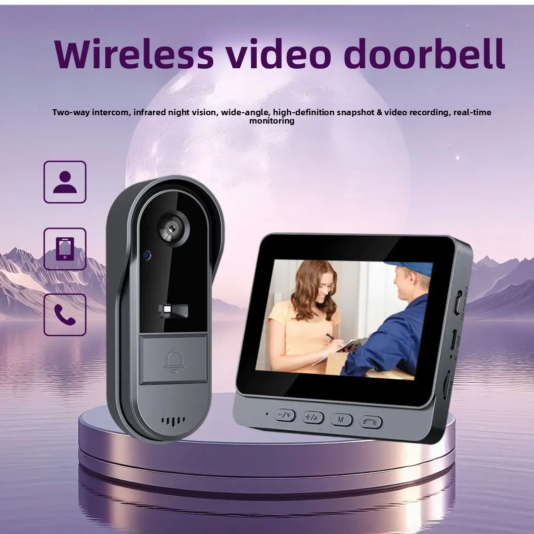 Smart Wireless Video Doorbell with 2-Way Talk, Wide-Angle HD Infrared Night Vision Camera, Home Security System, Doorbell Security Cameras & Systems