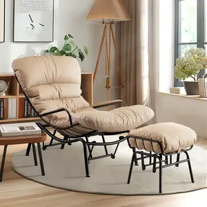 CAODOC Zero Gravity Lounge Chair with Ottoman, Ergonomic Lazy Glider Recliner, Cloud Comfort Faux Suede Rocking Chair for Living Room, Bedroom, Balcony