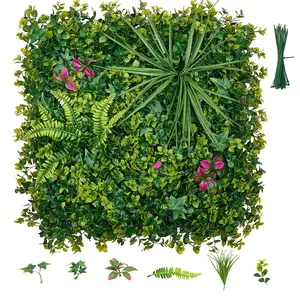 【Summervibes】VEVOR Artificial Plant Wall, 12PCS 20 x 20 in Artificial Boxwood Panels, Greenery Backdrop Privacy Hedge Fence with Sun Protection, Fake Grass Wall Screen for Wedding, Indoor, Outdoor Garden, Backyard