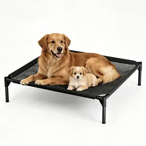 Cooling Elevated outdoor Dog Bed - Breathable Mesh & Oxford Fabric, Waterproof, Heavy-Duty Raised Pet Cot for Summer
