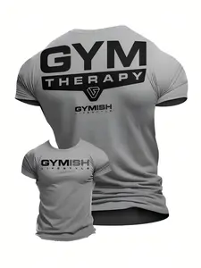 Gym Fitness Training Sportswear, Gym Coach/fitness Enthusiast Wear, Gym Letter Power Print Design, High Elastic Breathable Quick-Dry Fabric, Gym Workout Shirt