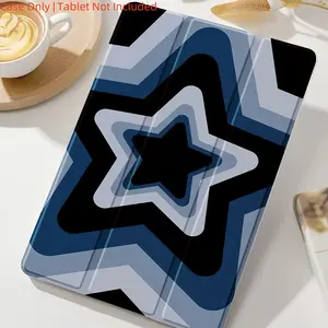Blue Star Trifold Flip Stand Pen Slot Anti-Drop Tablet Protective Case for Ipad Air4Th/Air5Th (10.9-Inch)7/8/9Th (10.2-Inch)5Th/6Th/Air1/Air2 (9.7-Inch)Air3Rd (10.5-Inch)Pro (11-Inch)10Th Generation Computer Covers
