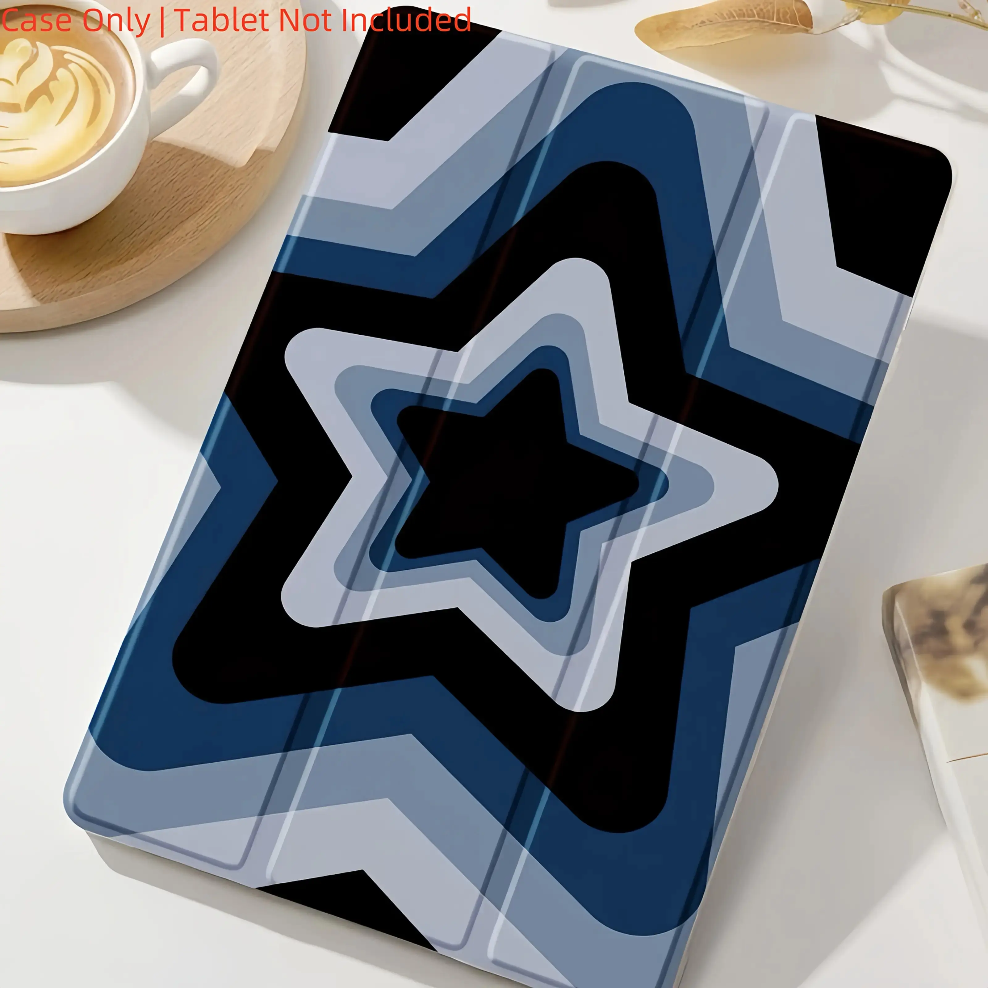 Blue Star Trifold Flip Stand Pen Slot Anti-Drop Tablet Protective Case for Ipad Air4Th/Air5Th (10.9-Inch)7/8/9Th (10.2-Inch)5Th/6Th/Air1/Air2 (9.7-Inch)Air3Rd (10.5-Inch)Pro (11-Inch)10Th Generation Computer Covers