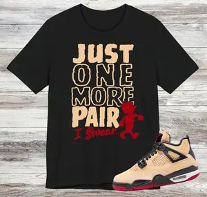 AJ 4 Pizza Sneaker Match Shirts, Black Sesame Fire Red White, Matching Shirts for Jordan 4 Pizzas