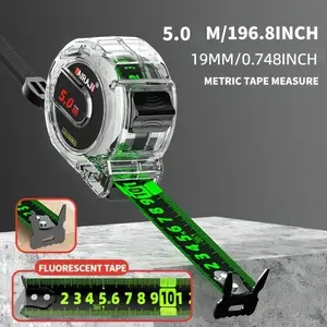 metric system 1 Piece Fluorescent Thickened Steel Tape Measure, Household Measuring Meter Tape, Reinforced Wear-Resistant Material, Waterproof Night Light Tape Measure, Circular Scale 196.85inch / 275.59inch / 393.7inch High Precision Measuring Tape