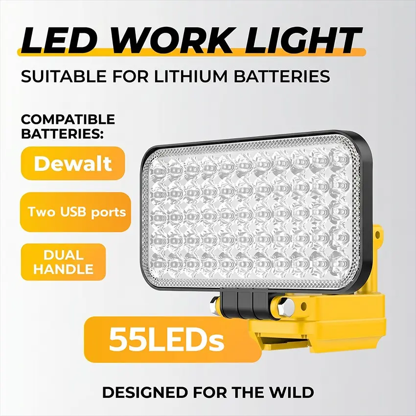 LED Spot Light, Cordless LED Lamp, Cordless Work Light, 8 Inch, Fits 20max Battery, Dual USB Charging, Camping, Car Repair, Emergency, Outdoor Fishing, Handheld Spotlight