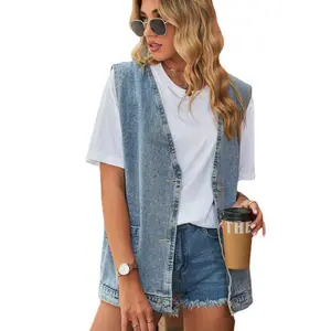 New trendy denim vest, sleeveless denim waistcoat