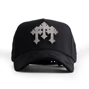 "Chrome Crystal Cross Black Snapback.  "