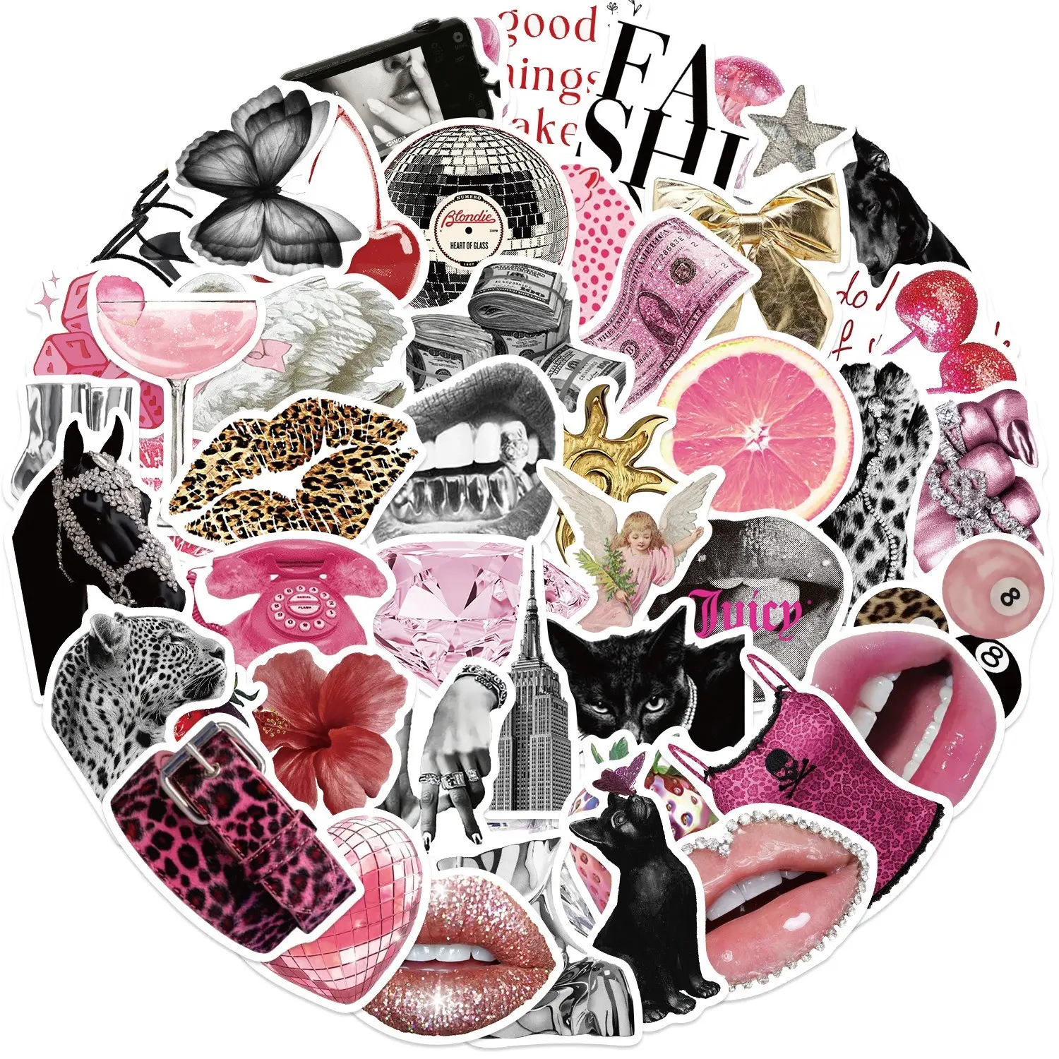 50 Retro Punk Style Vintage Y2K Stickers, Decorate Phone Cellphone Toys Notebook Planner Poster Luggage DIY Wall Stickers, Non-Stick Decals