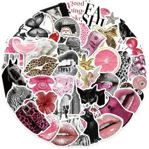 50 Retro Punk Style Vintage Y2K Stickers, Decorate Phone Cellphone Toys Notebook Planner Poster Luggage DIY Wall Stickers, Non-Stick Decals