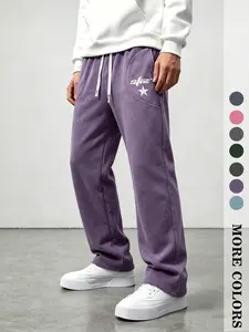 American High Street Star Print Washed Loose Menswear Sweatpants, Vintage Style, Comfortable and Stylish, Perfect for Casual Wear