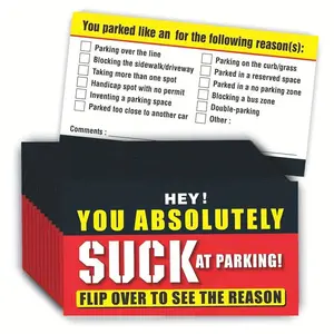Parking Violation Warning Card, 50pcs/pack Creative Funny Parking Violation Warning Vertical Cards, Office Stationery & Supplies