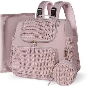 Diaper Bag Backpack Small Diaper Bag with Insulated Pockets, Changing Pad, Stroller Straps & Pacifier Case, Stylish Baby Backpacks Travel Mini Maternity Bags, Dusty Rose, 13.8" x 5.9" x 11.8"