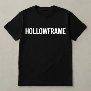 Hollowframe Official Black T-shirt with White Text Hollowframe Design