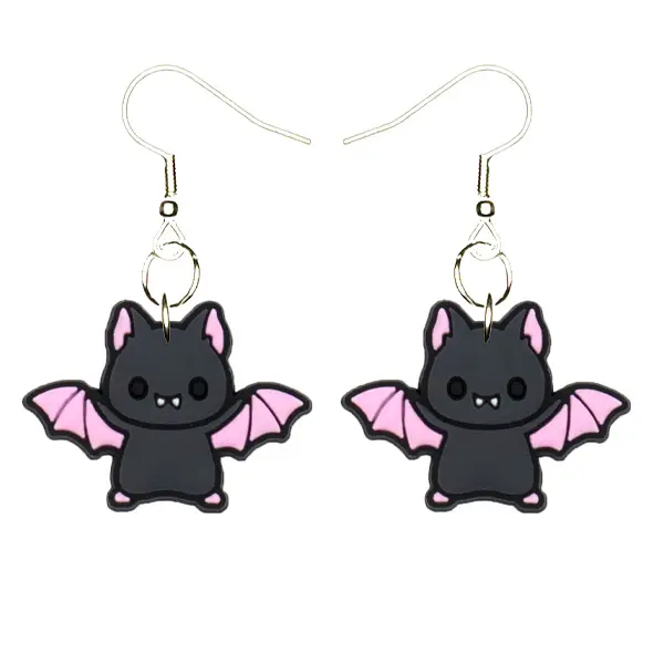Vampire Bat Cute Earrings Hypoallergenic Silver Plated Fishhooks Yazzle Dazzle Tooth Teeth Frankenstein Mummy Dracula Werewolf Fang Fangs Blood