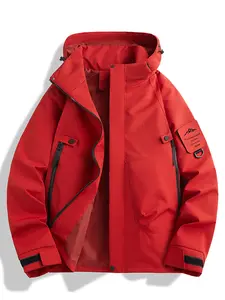 New Outdoor Hooded Climbing Couple Jacket, Spring Autumn Windproof Waterproof Breathable Comfort Fashion Solid Color Fleece Lined
