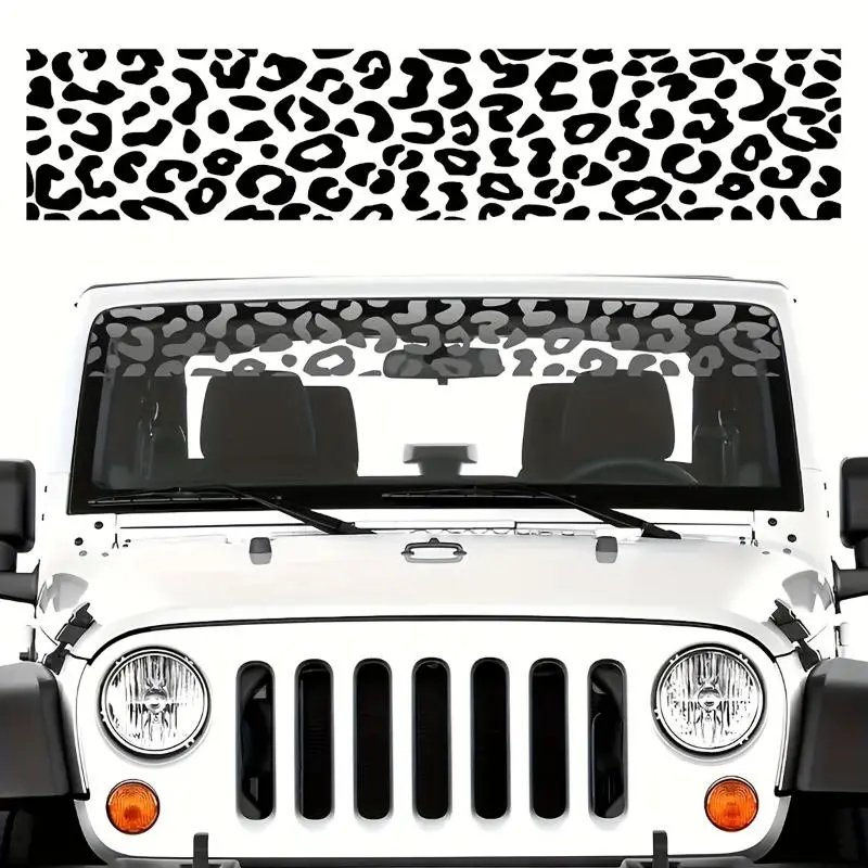Leopard Print Waterproof Vinyl Car Decal, Universal Exterior Sticker for Auto Windshield, Door, Side Body, Truck and SUV, Automotive Decoration Accessory