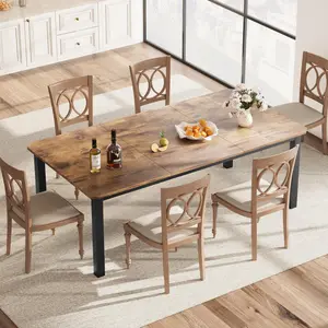 【GARVEE】Industrial Dining Table, 78.7" Long Wood Table for 6-8 People, Rectangle Design Ideal for Kitchen & Dining Rooms, Perfect for Dinner or Meetings, Available in Retro Brown and Grey