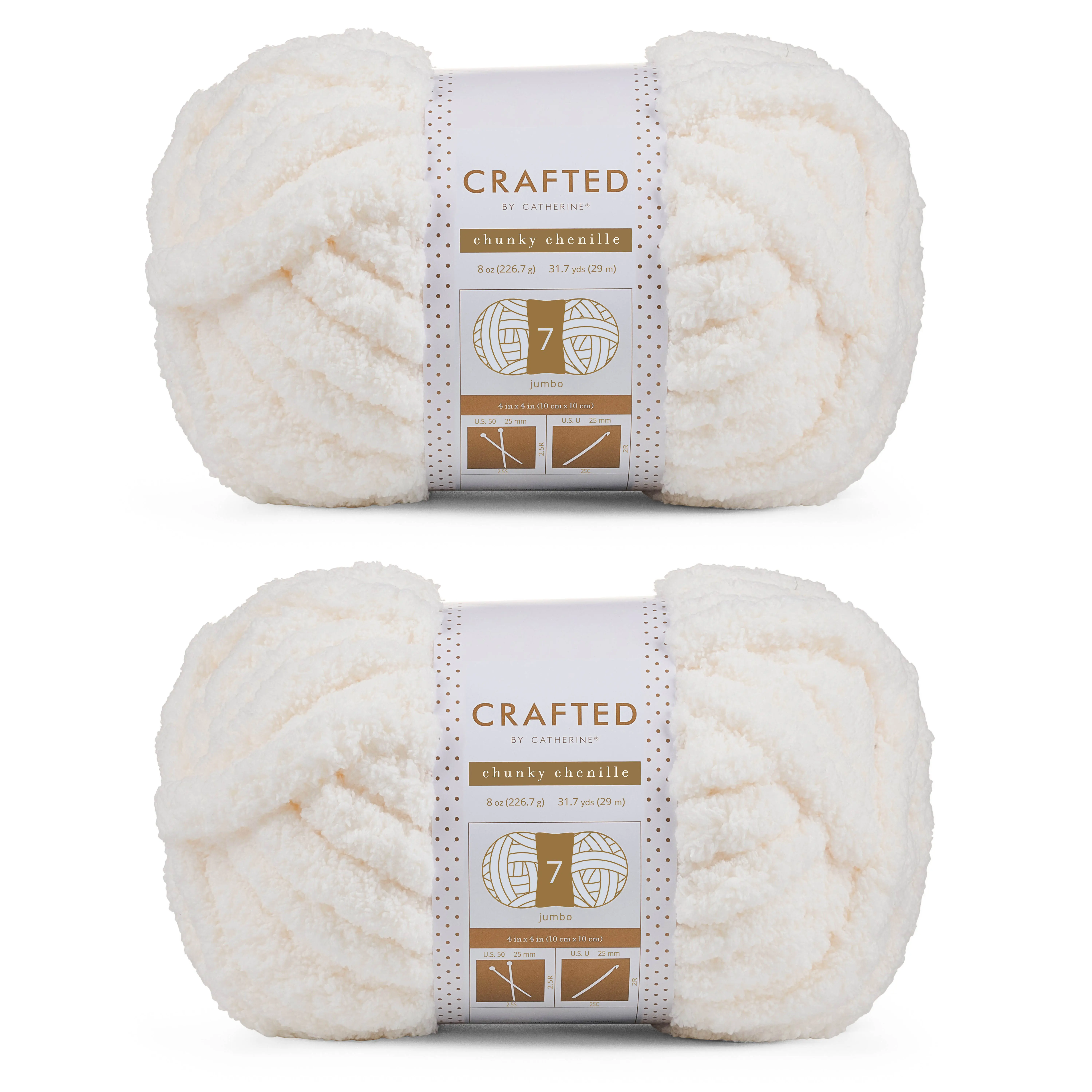Catherine Crafted Jumbo Polyester Chunky Yarn 2-Pack - Oeko-Tex Certified, Knot-Free, Super Soft & Fluffy, 8 oz/31.7 yds per Skein for Hand Knitting, Crochet, Family Crafting