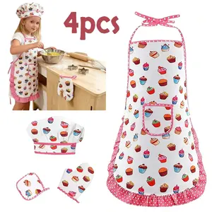 4pcs role-playing game, cooking and baking chef costume props, apron, chef hat cooking set, kitchen toys, ideal holiday gift, early education materials