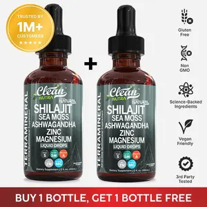 Clean Nutra Shilajit Drops BOGO + Sea Moss, Ashwagandha, Zinc & Magnesium Liquid Vitamins for Women and Men - TerraMineral