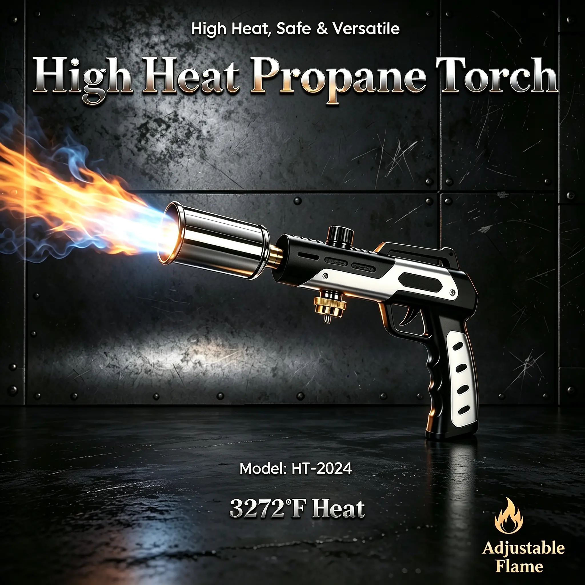 3272°F Super Powerful Propane Torch, Adjustable Flame Heavy Duty Blow Torch Gun, Multi-Use High Temperature Torch for BBQ, Jewelry Soldering, Resin Craft, Weed Burning, Construction Work Safe Reliable Torch HT-2024