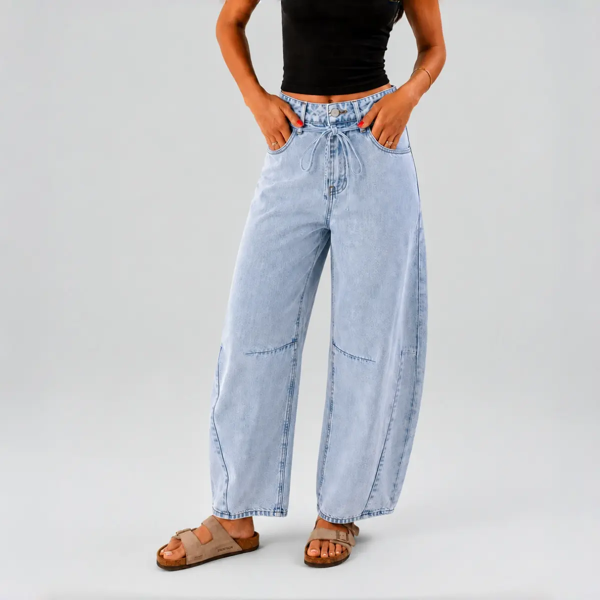 Blake Non-Stretch High Waist Barrel Jeans Womenswear Bottom Casual Denim Pants BlueMoment Spring Outfit Basic Streetwear BM003