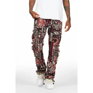 Ayami Black/Multi Slim Tapestry Flare Jean