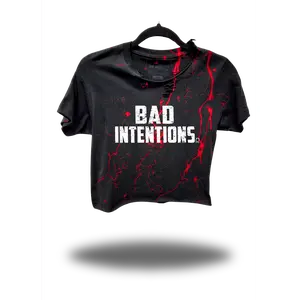 TheDriveClothing Bad Intentions Blood Road Rash Black Crop Top – Y2K Streetwear Graphic Crop Tee, Edgy Biker Fashion, TikTok Viral Grunge Festival Outfit, Urban Summer Style