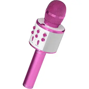 5 CORE Wireless Karaoke Microphone with Built-in Speaker 3-in-1 Portable Bluetooth Mic System with Recording USB & AUX - WM SPK Pink