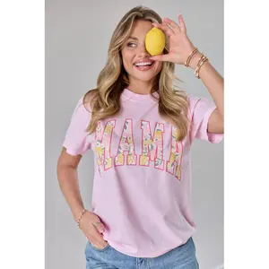 Mama Lemons Print Light Pink Graphic Tee