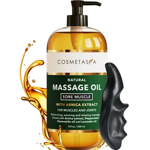 Cosmetasa Natural Muscle Relief Massage Oil with Arnica Extract & Deep Tissue Massager for Sore Muscles & Joints 8.8 oz - Restore
