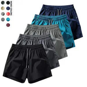 5-Pack Men's  Casual Summer Quick Dry Athletic Shorts with Zipper Pockets, Drawstring Waist & Slit Hem, Lightweight Breathable Sweat Wicking Comfy Workout Pants for Daily Wear, Running, Gym, Training, Hiking, Jogging and All Outdoor Activities