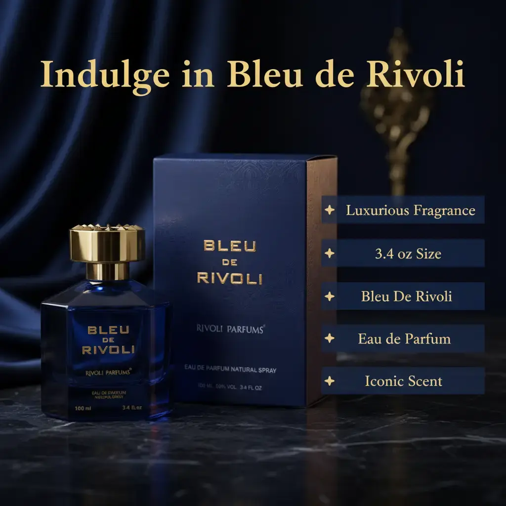 Bleu de Rivoli Eau de Parfum, 3.4 oz Green Floral Unisex Fragrance with Clary Sage, Mint Aroma, Citrus & Floral Fruity Notes, Mint Aroma Unisex Fragrance, Citrus Unisex Fragrance