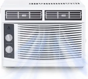 【Christmas Gift】5,000BTU Window Air Conditioner Cool Up To 150 Sq. Ft., AC Window Unit with 2 Fan Speeds, Energy Saving, Dehumidification, Quiet, Water Self Evaporation, Cooling Only, White Aircon Cooler Appliances