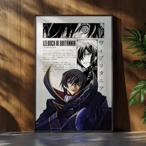 Code Geass Anime Poster, Lelouch vi Britannia Manga Art Print, Japanese Anime Wall Decor Gift (Unframed Print Only)