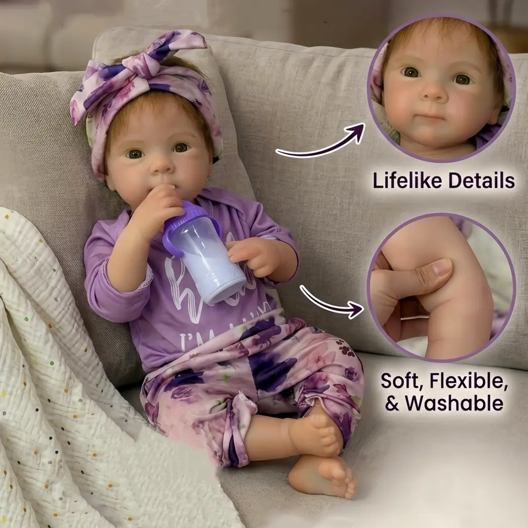 Otarddolls 18-Inch Collectible Reborn Baby Doll - Openable Mouth, Soft Solid Silicone, Hand-Rooted Hair, Lifelike Skin, Flexible, 3.2-3.3 kg, 45-46 cm, Cute Birthday Gift for Girls