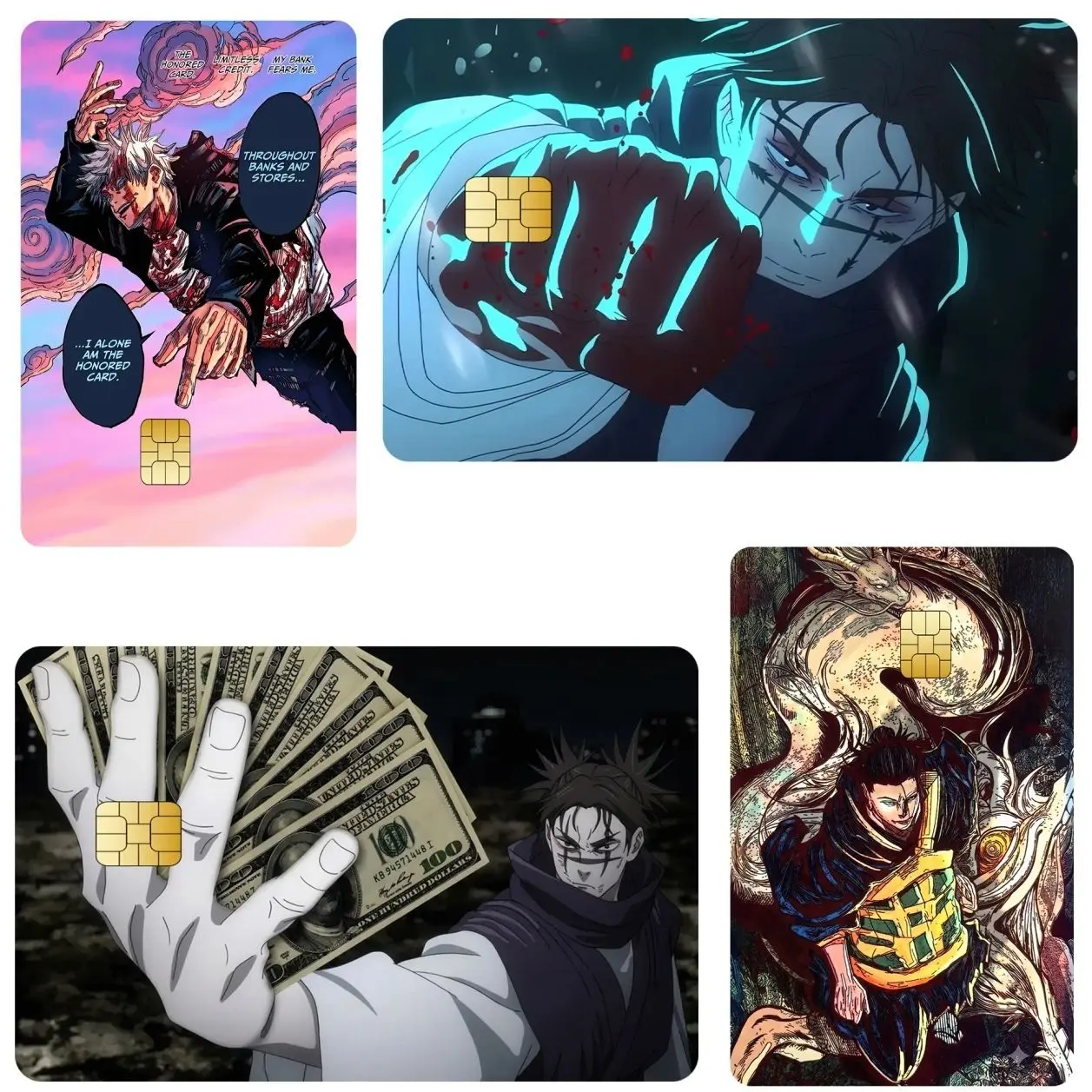 Jujutsu Kaisen Card Skin Premium Vinyl Sticker, JJK Design Credit Card Cover Waterproof, Fantasy Gift for Anime Fans