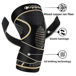 Copper Ion Knee Compression Sleeve for Running Sports Copper Fiber Supportive Nylon Knit Breathable Anti-Slip Outdoor Fitness Training